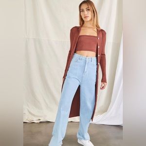 Cami & longline cardigan duster set size medium in chocolate brown